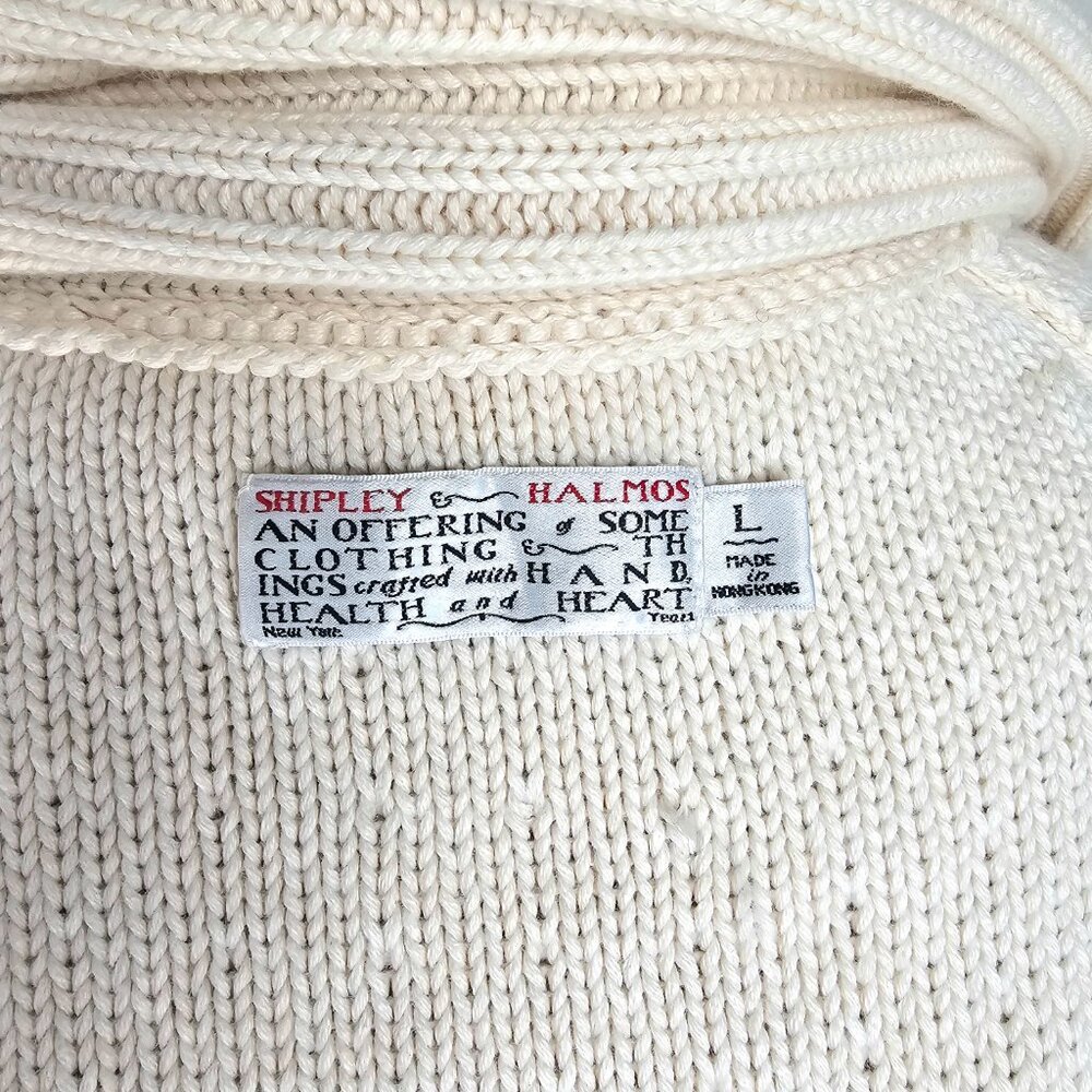 Shipley & Halmos Cotton Cashmere Shawl Collar Cardigan Cream Size L - Picture 16 of 16